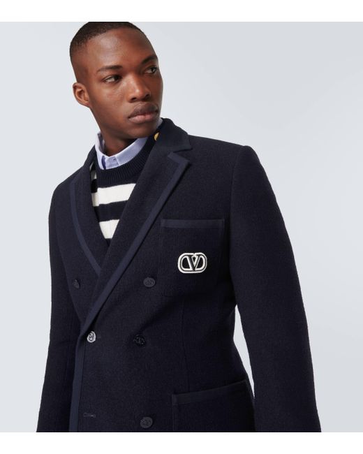 Valentino Blue Vlogo Signature Tweed Blazer for men