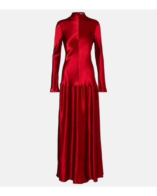 FFORME Red Mila Satin Maxi Dress