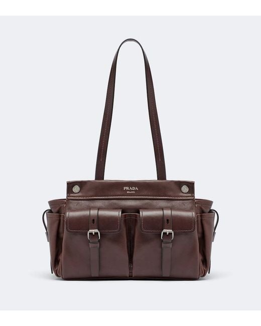 Prada Brown Route Medium Leather Tote Bag