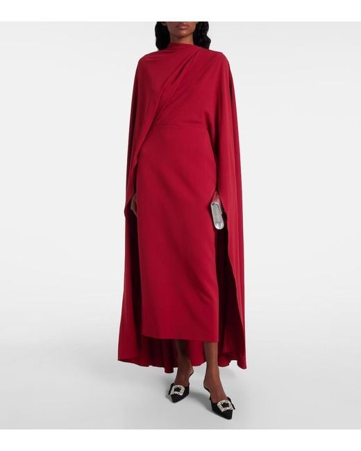 Roksanda Red Neolitsea Caped Crepe Cocktail Dress