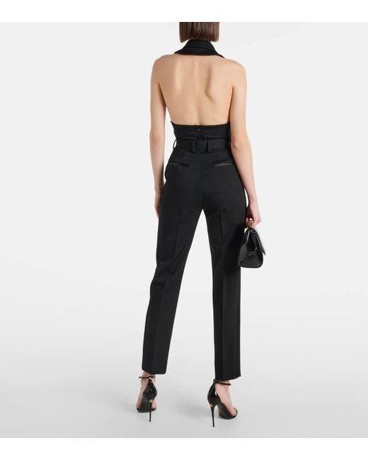 Dolce & Gabbana Blue High-Rise Wool And Silk Slim Pants