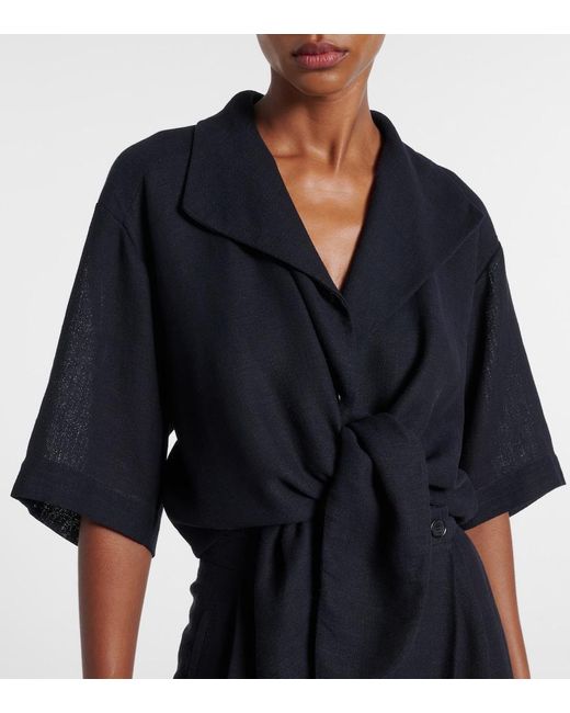 Loro Piana Black Top Janet Aus Leinen-Crepe