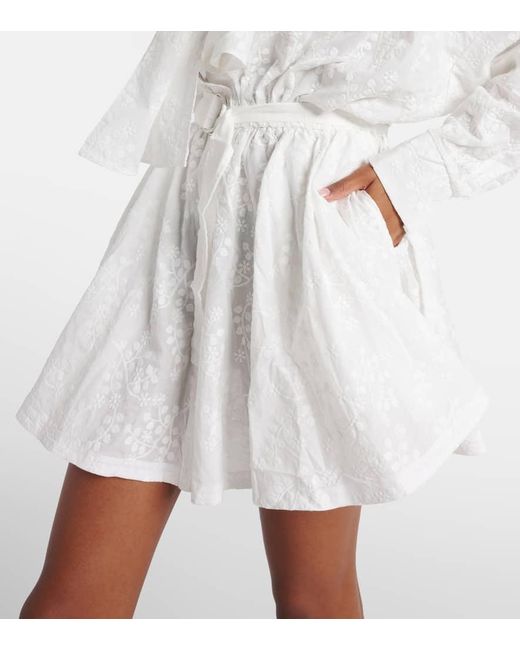 Vestido corto de algodon con lazo Norma Kamali de color White