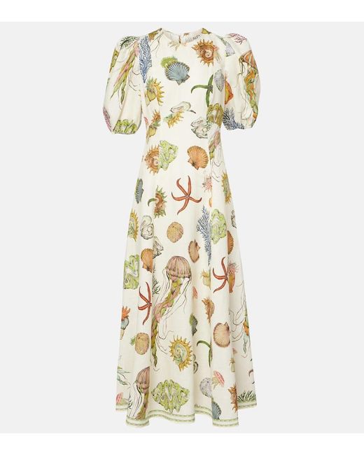 ALÉMAIS Metallic Midikleid Sea Aus Leinen