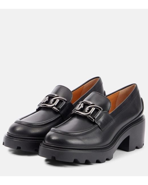 Tod's Black Leather Loafer Pumps