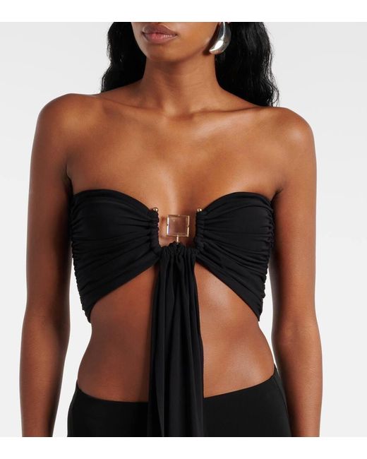 Christopher Esber Black Bezel Quartz Draped Crop Top