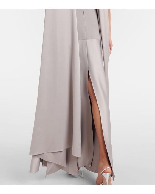 Solace London Gray Cece Satin And Crepe Gown