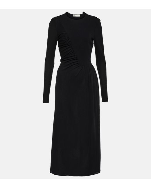 Tory Burch Black Ruched Midi Dress