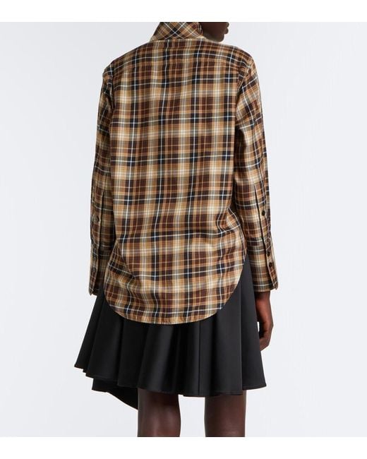 Patou Brown Bow-Detail Checked Cotton Shirt