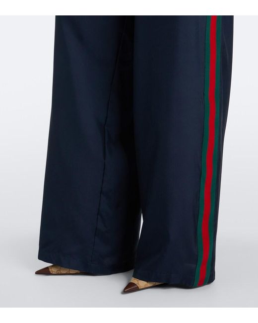 Gucci Blue Web Stripe Silk Track Pants