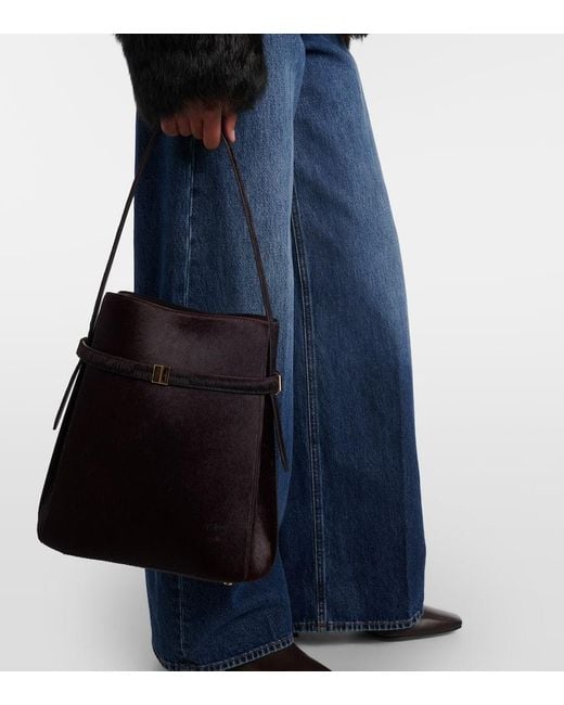 Totême  Black Calf Hair Bucket Bag