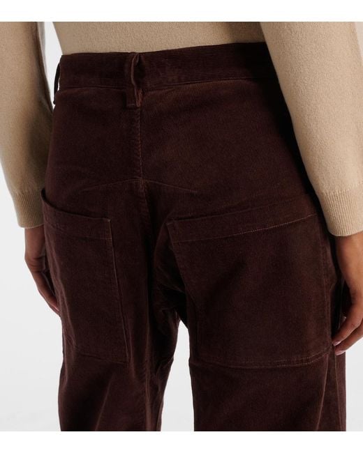 Nili Lotan Red Shon Mid-Rise Barrel-Leg Pants