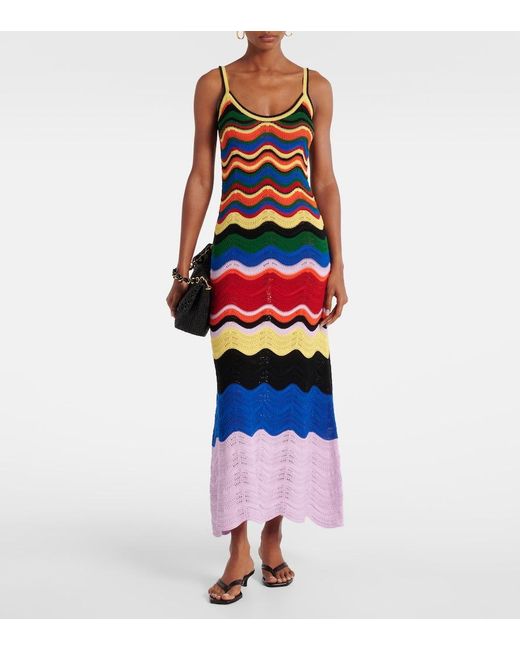 LaDoubleJ White Chevron Crochet Cotton Maxi Dress