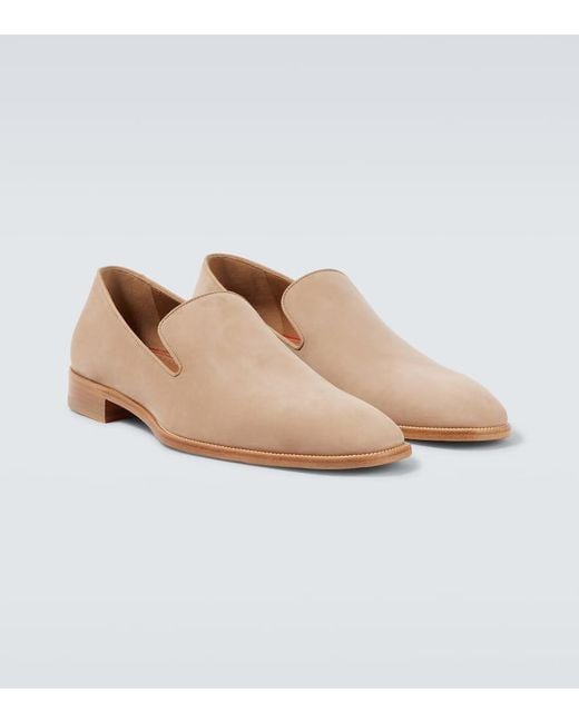 Christian Louboutin White Danny Flex Suede Loafers for men