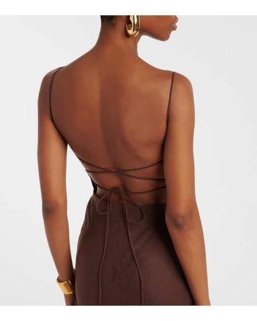 Faithfull The Brand Brown Linen Maxi Dress