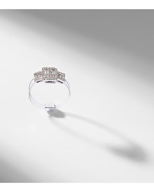 PERSÉE White Floating 18Kt Ring With Diamonds