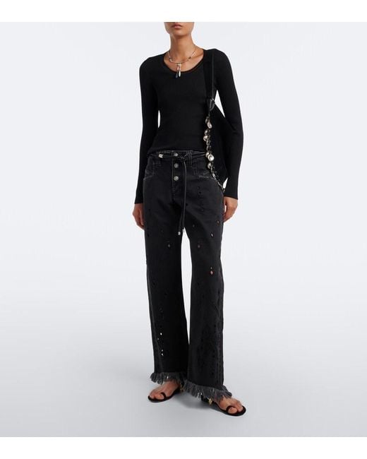 Isabel Marant Black Selenie Ribbed-Knit Silk And Cotton Sweater