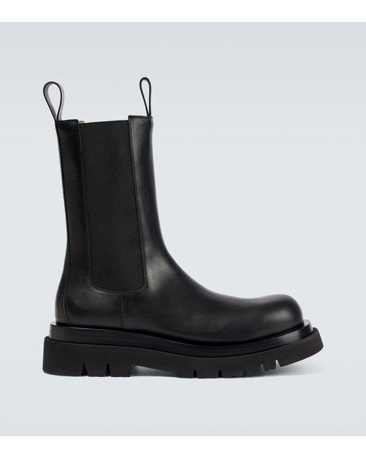 Bottega Veneta Black Lug Combat Rubberised Chelsea Boots for men