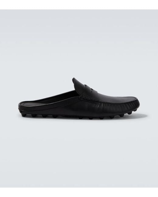 Tod's Black Leather Mules for men