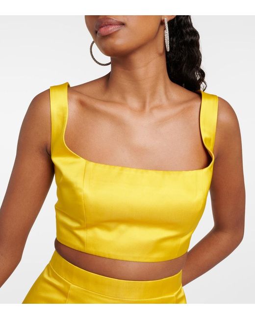 Miss Sohee Yellow Embellished Jacket And Crop Top Set