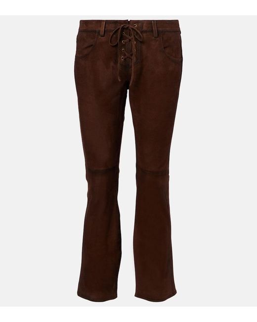 Isabel Marant Brown Vanel Low-Rise Suede Lace-Up Pants