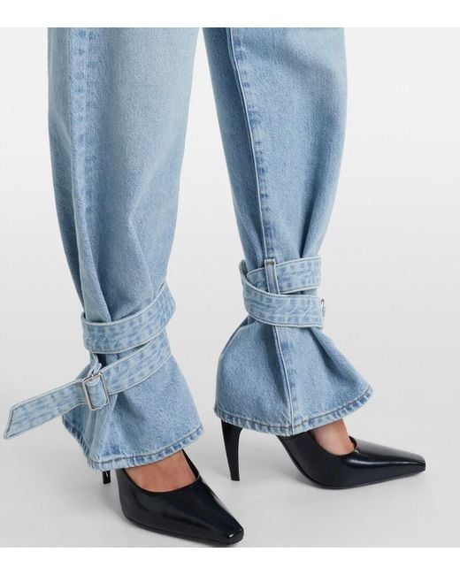 Agolde Blue Cinched Hem Straight Jeans
