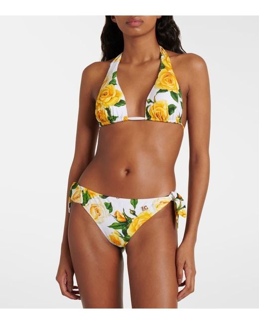 Bikini con stampa floreale di Dolce & Gabbana in Yellow
