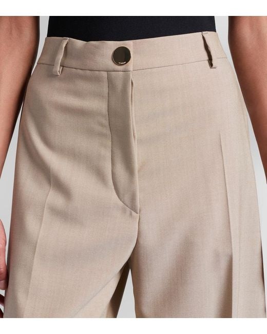Sportmax Natural Salvo Virgin Wool Wide-Leg Pants