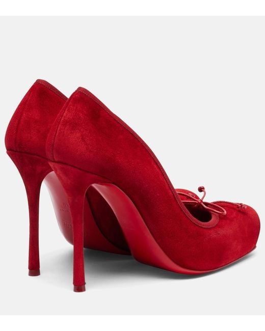 Christian Louboutin Red Cassia Nodo 100 Suede Pumps