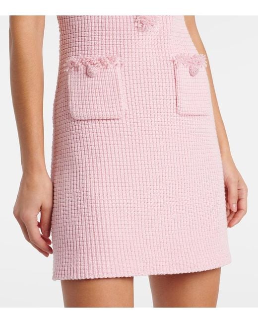 Self-Portrait Pink Embellished Knitted Minidress