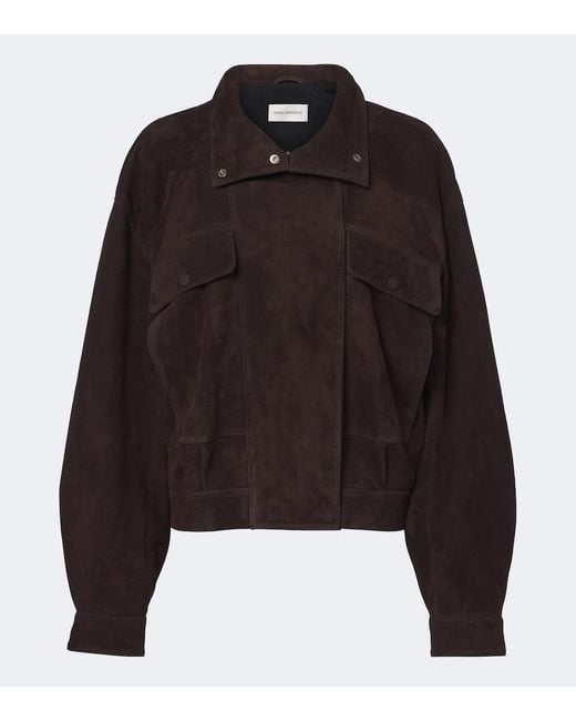 Nour Hammour Black Suede Blouson Jacket