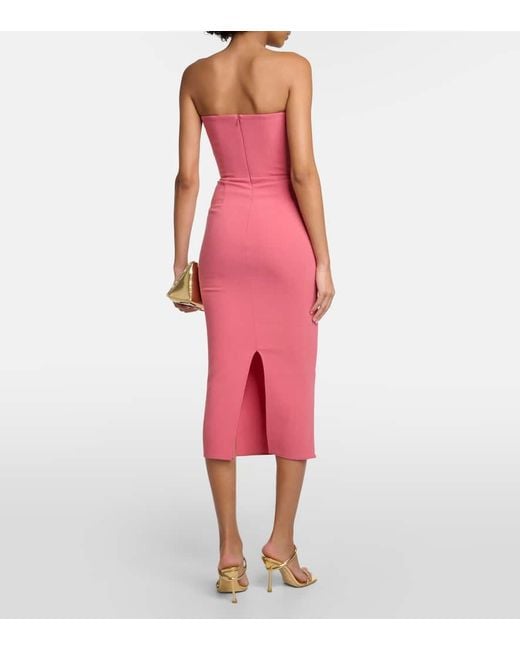 Alex Perry Pink Strapless Midi Dress