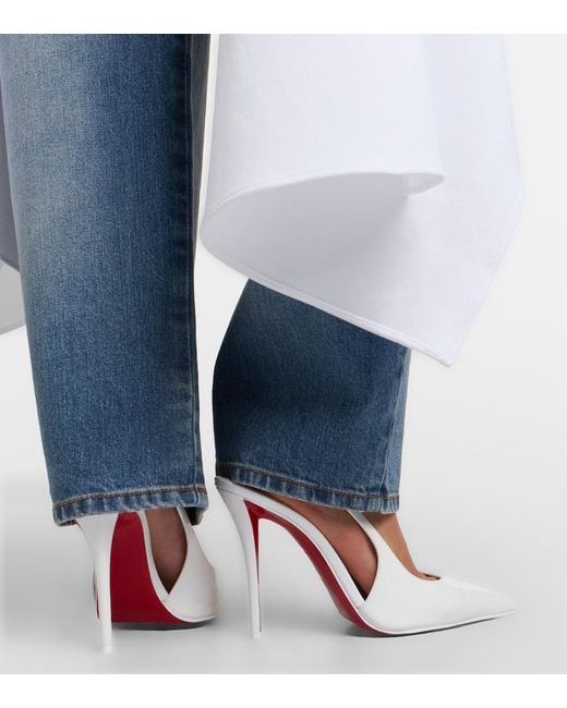 Christian Louboutin White Miss Z Patent Leather Slingback Pumps