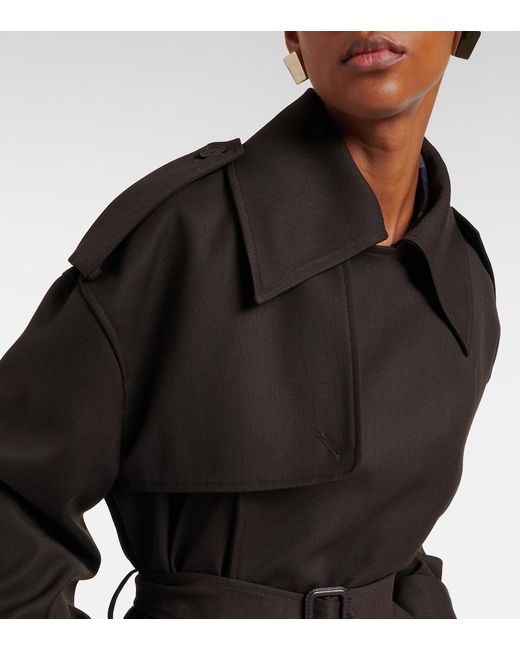 Frankie Shop Black Dursley Belted Double-Breasted Trench Coat