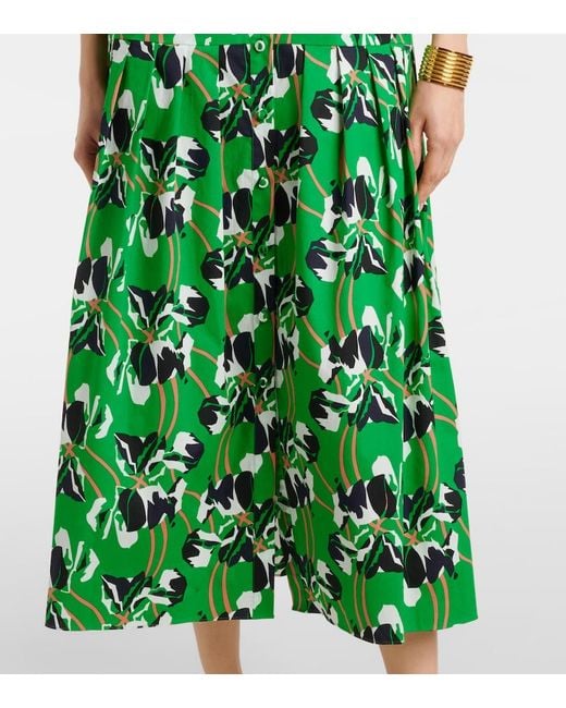 Diane von Furstenberg Green Jonah Printed Cotton Maxi Dress