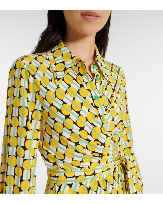 Diane von Furstenberg Yellow Tori Printed Jersey Midi Dress