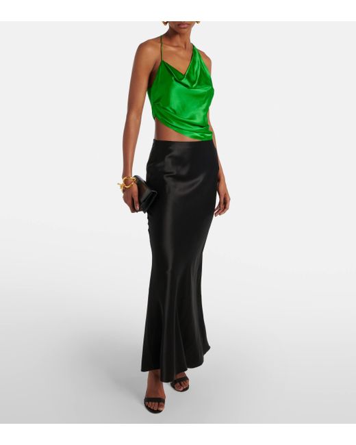 The Sei Green Ruched Silk Top