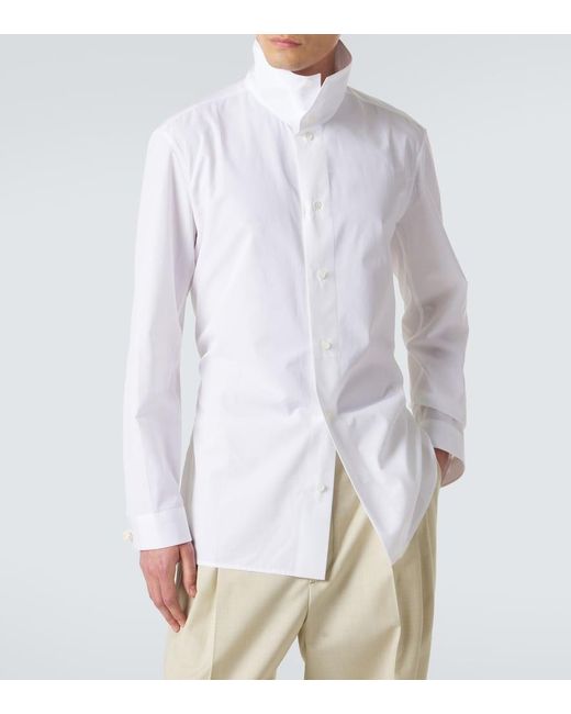 Bottega Veneta White Cotton Poplin Shirt for men