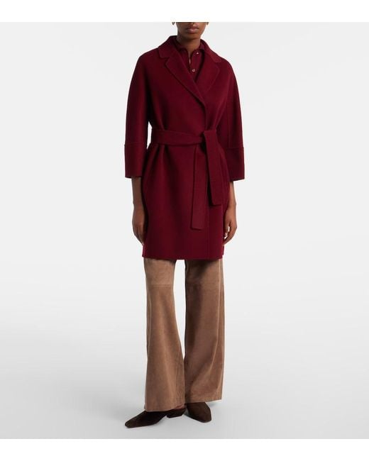 Max Mara Red Wool Wrap Coat