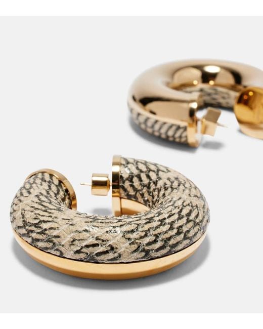 Jacquemus Metallic The Mojave Snake-Effect Hoop Earrings