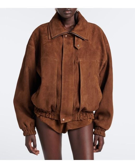 Magda Butrym Brown Suede Bomber Jacket