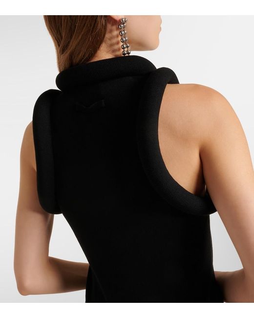 Jean Paul Gaultier Black Elegant Long Dress With 3D Chest Detail And Structured Horizontal Wiring