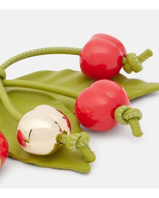 Loewe Green Paula's Ibiza Cherry Leather-Trimmed Charm