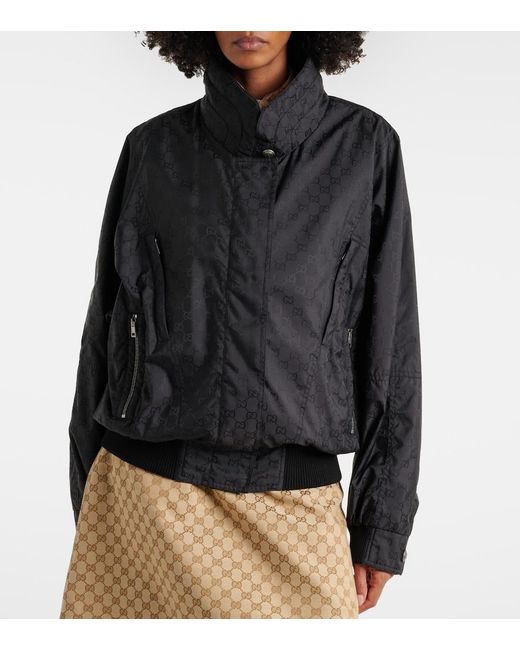 Gucci Black Gg Cotton-Trimmed Jacket