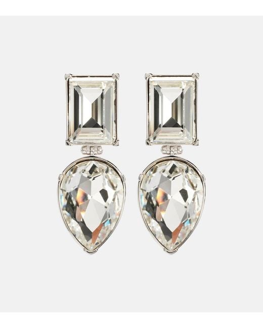 McQueen White Cocktail Crystal-Embellished Earrings
