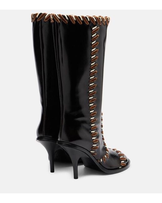 Dries Van Noten Black 90 Embellished Leather Boots