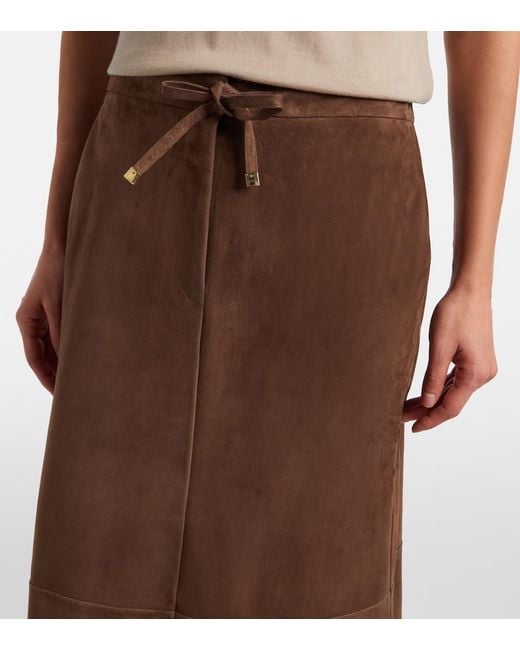 Max Mara Brown Suede Midi Skirt