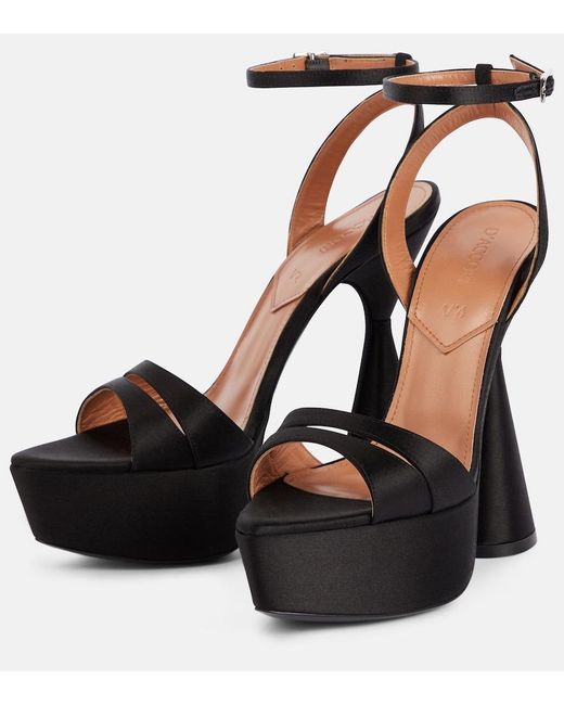 D'Accori Black Skye Satin Platform Sandals