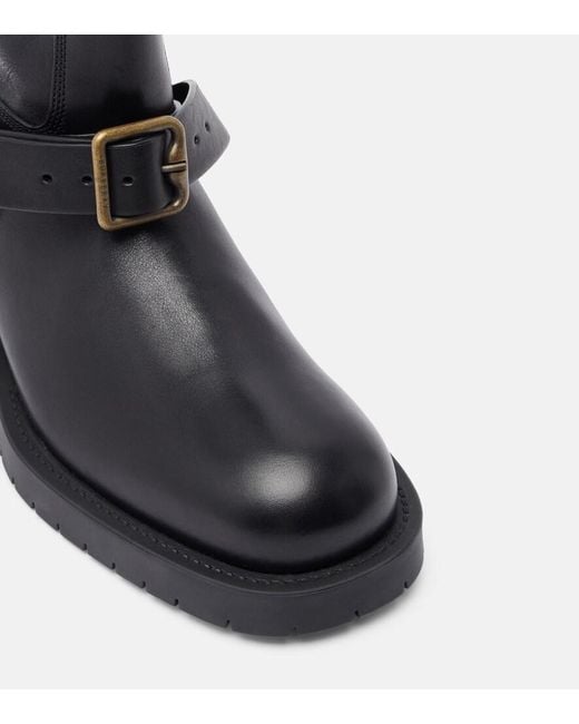 Burberry Black Soft Saddle Leather Mid-Calf Boots