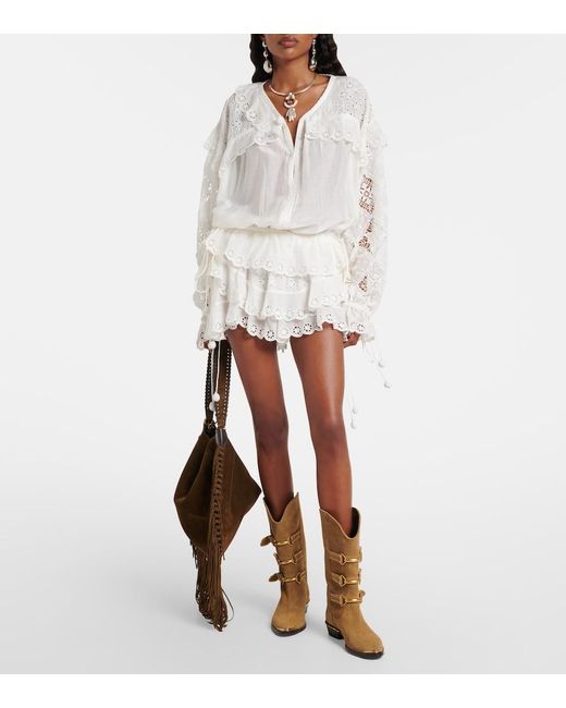 Isabel Marant White Nowana Cotton And Silk Blouse